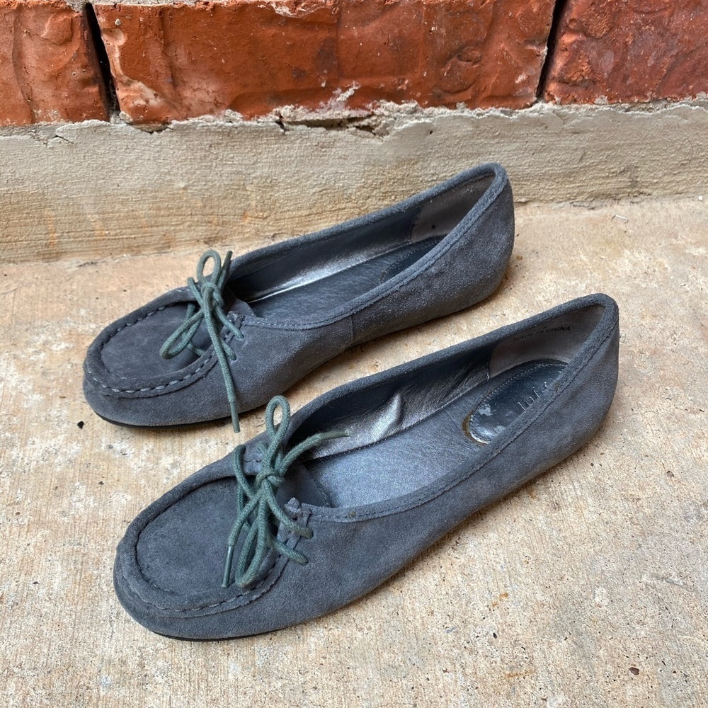J. Jill Womens 8 Gray Slate Suede Loafers Casual Flats